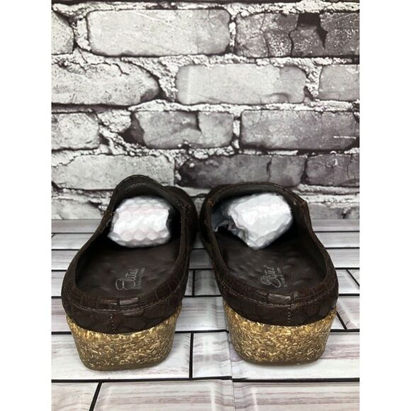Elite By Walking Cradles Brown Leather Croc Comfort SlipOn Cork Clogs Women Sz 8 - Picture 6 of 16